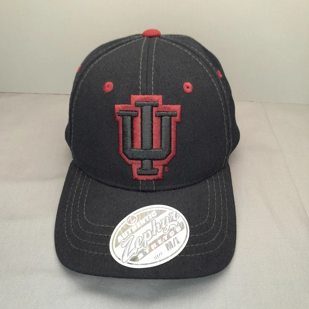 Zephyr Indiana University Hoosiers IU Hat Mens M/L Stretch Fit Charcoal Grey Cap